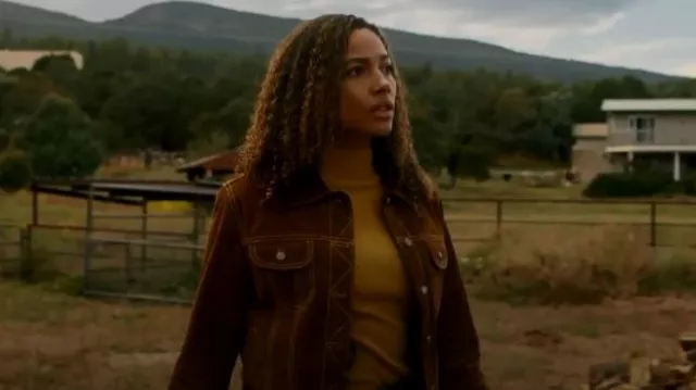 Scully Cafe Brown Boar Suede Jean Jacket worn by Cassie Dewell (Kylie Bunbury) as seen in Big Sky (S03E06)