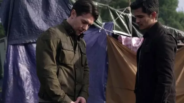 Belstaff Trialmaster Jacket Waxed Cotton Black worn by Sam Velez (Jon Seda) as seen in La Brea (S02E01)