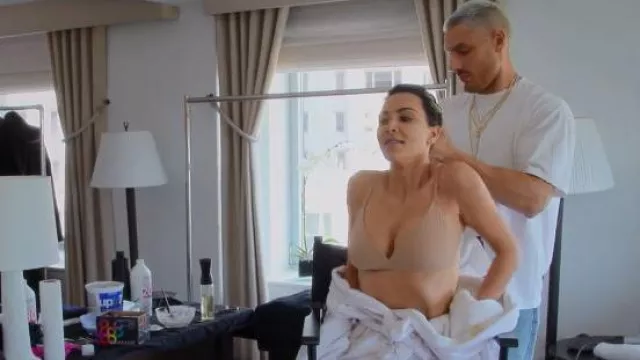 Skims Fits Everybody Crossover Bralette worn by Kim Kardashian as seen in  The Kardashians (S02E08)