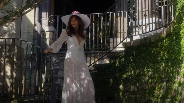 PatBo Long-Sleeve Mesh Beach Maxi Dress worn by Nicolette 'Nicky' Roman (Anna Friel) as seen in Monarch (S01E08)