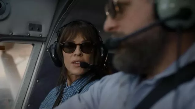 Moscot Tor­toise with G-15 Lens Sun­glass­es worn by Eileen Fitzgerald (Hilary Swank) as seen in Alaska Daily (S01E02)
