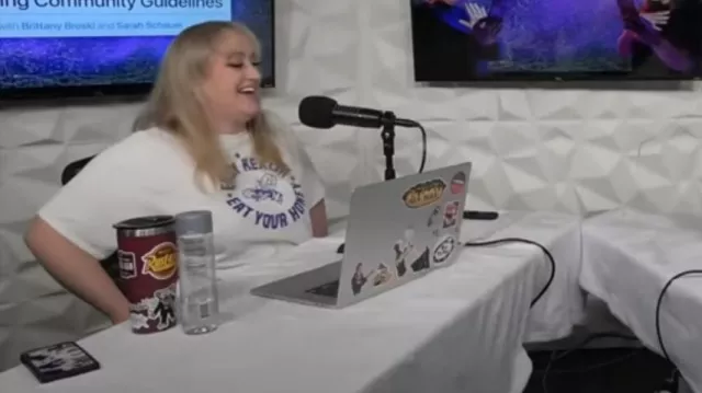 Eat Your Honey Tee worn by Brittany Broski as seen in Violating Community Guidelines Season 1 Episode 12