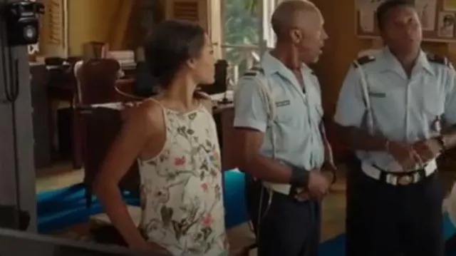 Warehouse Bird Print Cami worn by DS Florence Cassell (Joséphine Jobert) as seen in Death in Paradise (S06E04)