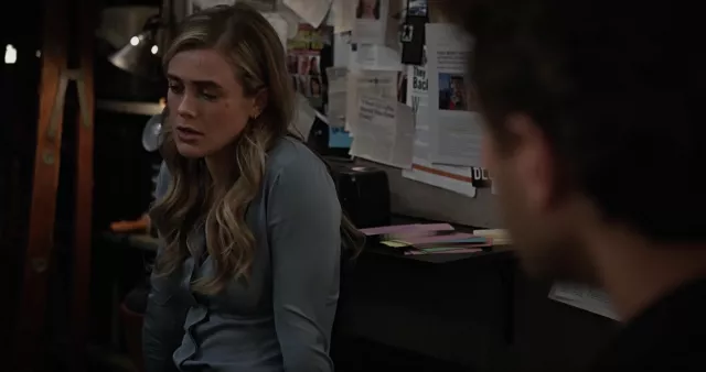 Theory Classic Fitted Shirt worn by Michaela Stone (Melissa Roxburgh) as seen in Manifest (S03E03)