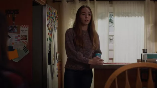 Madewell Eaton Space Dye Puff Sleeve Sweater usado por Angelina Meyer (Holly Taylor) como se ve en Manifest (S03E04)