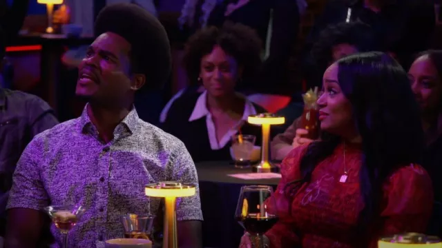 Free People Hello There Top in Maroon Combo worn by Randi (Kyla Pratt) as seen in Call Me Kat (S03E07)