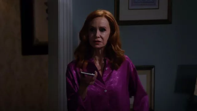 Natori Infinity Jacquard Pajama Set in Magenta worn by Sheila (Swoosie Kurtz) as seen in Call Me Kat (S03E07)
