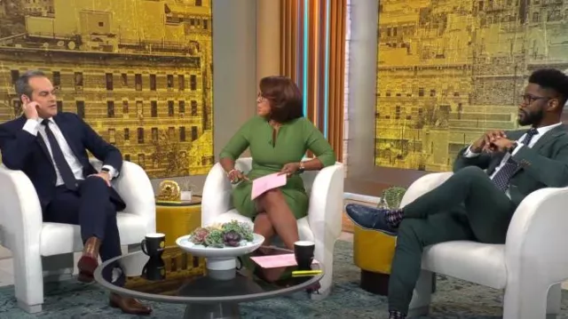 Nora Gardner Daphne 3/4 Robe à manches 3/4 portée par Gayle King comme vu dans CBS Mornings le 17 novembre 2022