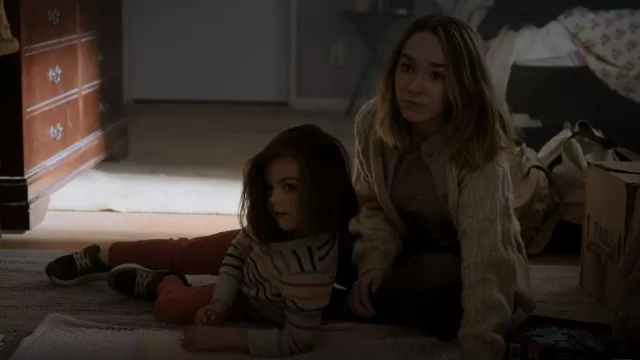 Madawell Cable Ashmont Cardigan Sweater worn by Angelina Meyer (Holly Taylor) as seen in Manifest (S04E03)