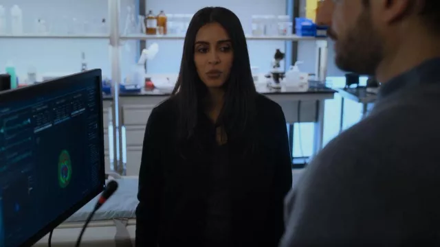L’Agence Celine Denim Jacket worn by Saanvi Bahl (Parveen Kaur) as seen in Manifest (S04E05)