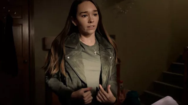 Blank NYC Morning Suede Moto Jacket worn by Angelina Meyer (Holly Taylor) as seen in Manifest (S03E08)