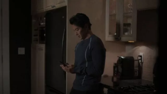 Ted Baker Ap­pold Con­trast Plat­ed Sweater worn by Dr. Alex Park (Will Yun Lee) as seen in The Good Doctor (S06E04)