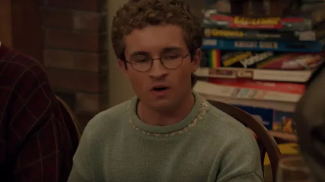 Vintage Abstract Geometric Retro Rolled Neck Sweater worn by Adam Goldberg (Sean Giambrone) as seen in The Goldbergs (S10E08)