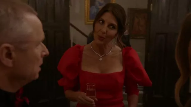 Asos Design Puff Sleeve Wrap Maxi Dress usado por Sophie Devereaux (Gina Bellman) como se ve en Leverage: Redemption (S02E01)