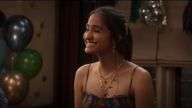 BP Mixed Charm Layered Necklace worn by Bela Malhotra (Amrit Kaur) as seen in The Sex Lives of College Girls (S02E02)