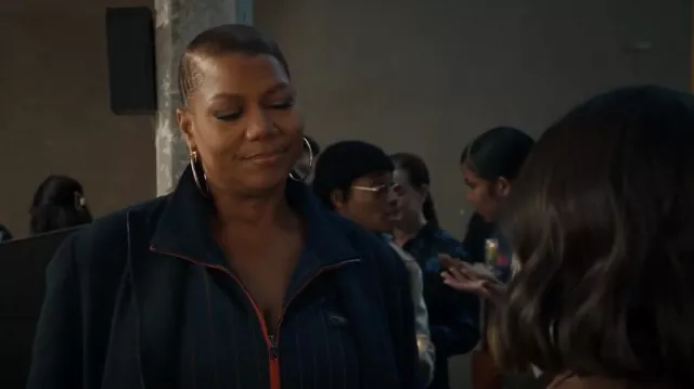 Dolce & Gabbana Striped Logo-Patch Bomber Jacket worn by Robyn McCall (Queen Latifah) as seen in The Equalizer (S03E06)