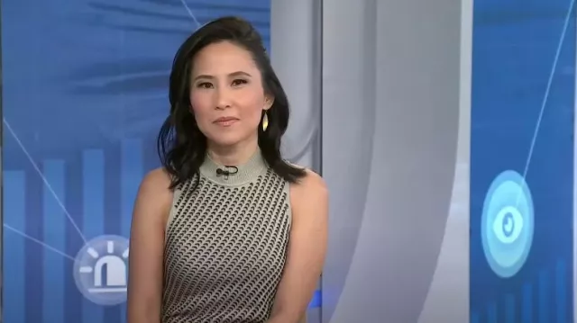 Jonathan Simkhai Chelle Pointelle Vestido asimétrico usado por Vicky Nguyen como se ve en Today el 21 de noviembre de 2022
