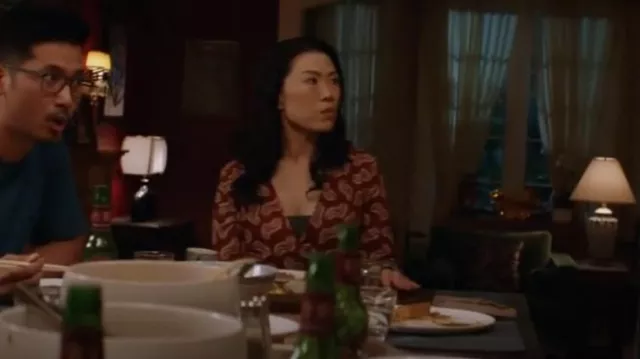Zara Crossover Blouse worn by Pei-Ling Zhang (Vanessa Kai) as seen in Kung Fu (S03E07)