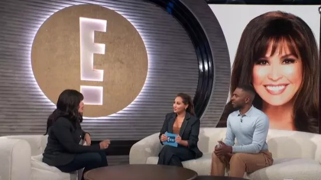 Cinq a Sept Benji Flared Leg Jeans worn by Adrienne Houghton as seen in E! News on November 23, 2022