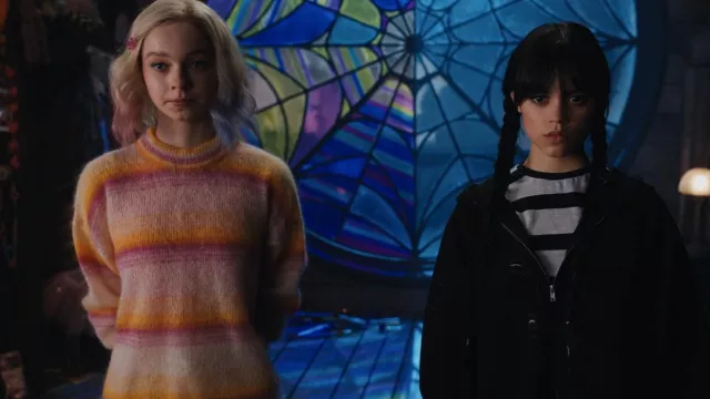 Isabel Marant Étoile Striped Knitted Jumper worn by Enid Sinclair (Emma Myers) as seen in Wednesday (S01E01)