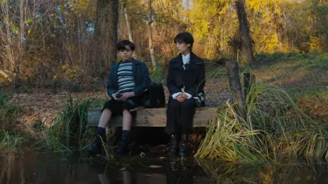 Dr Martens Jadon Boots worn by Wednesday Addams (Jenna Ortega) as seen in Wednesday (S01E05)
