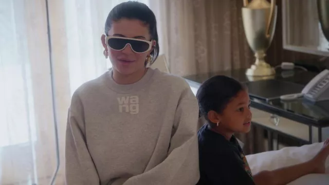 Alexander Wang Logo-Print Cotton Sweatshirt worn by Self (Kylie Jenner) as seen in The Kardashians (S02E10)