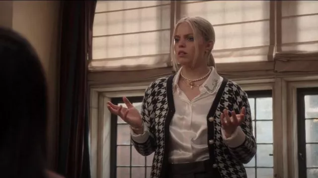 Zara Jewel Trim Satin Effect Shirt worn by Leighton Murray (Reneé Rapp) as seen in The Sex Lives of College Girls (S02E03)