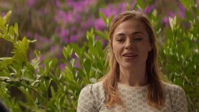 Marcs Nani Embroidered Jersey Top Ivory worn by Avery (Jessica McNamee) as seen in Upright (S02E08)