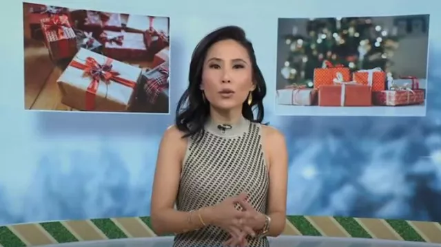 Jonathan Simkhai Chelle Pointelle Vestido asimétrico usado por Vicky Nguyen como se ve en Today el 25 de noviembre de 2022
