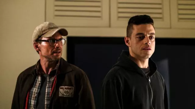 The brown work jacket worn by Mr. Robot (Christian Slater) in the series Mr. Robot (Season 2 Episode 8)