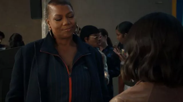 Dolce & Gabbana Striped Logo Patch Bomber Jacket worn by Robyn McCall (Queen Latifah) as seen in The Equalizer (S03E06)