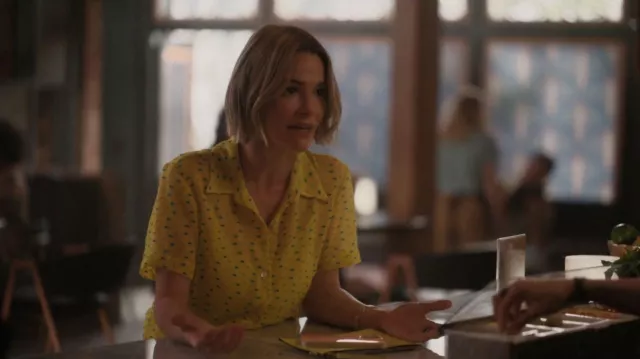 Camisa nublada de Dries van Noten usada por Alice Pieszecki (Leisha Hailey) como se ve en The L Word: Generation Q (S03E02)