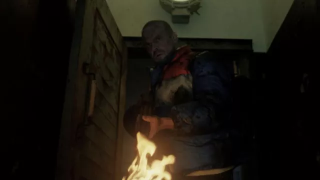 Blue puff jacket worn by Jim Hopper (David Harbour) as seen in Stranger Things TV series (Season 4 Episode 8)