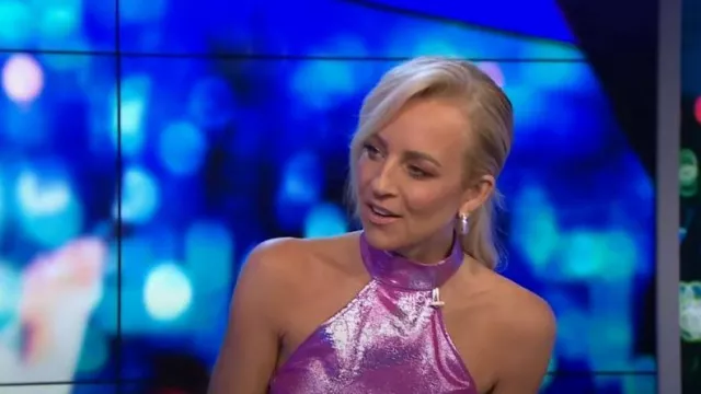 Scanlan Theodore Tinsel Floral Top worn by Carrie Bickmore as seen in The Project on November 2022