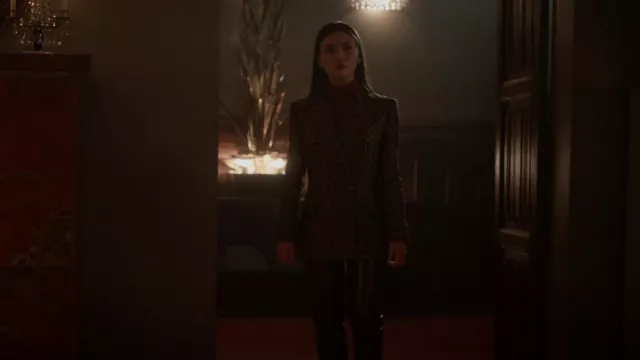 Roberto Cavalli Crocodile Effect Leather Pants worn by Lissa Dragomir (Daniela Nieves) as seen in Vampire Academy (S01E09)