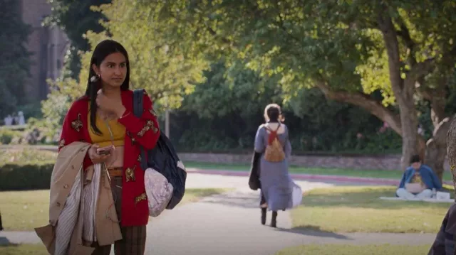 Alice + Olivia Bradford Embellished Grandpa Cardigan  worn by Bela Malhotra (Amrit Kaur) as seen in The Sex Lives of College Girls (S02E05)