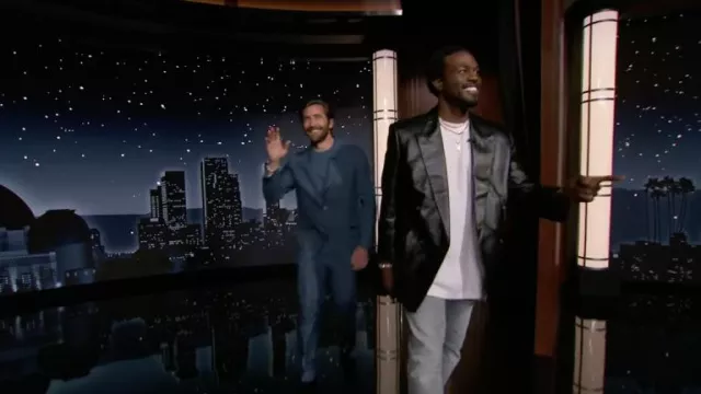 Veste Blazer en cuir portée par Yahya Abdul-Mateen II comme on le voit dans Jimmy Kimmel Live!