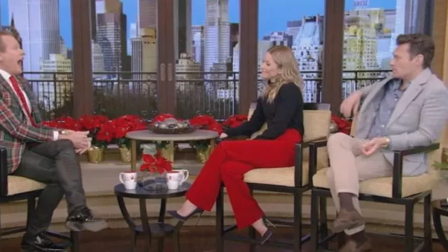 Saint Laurent Wide Leg Corduroy Pants worn by Kelly Ripa as seen in LIVE with Kelly and Ryan on December 2, 2022