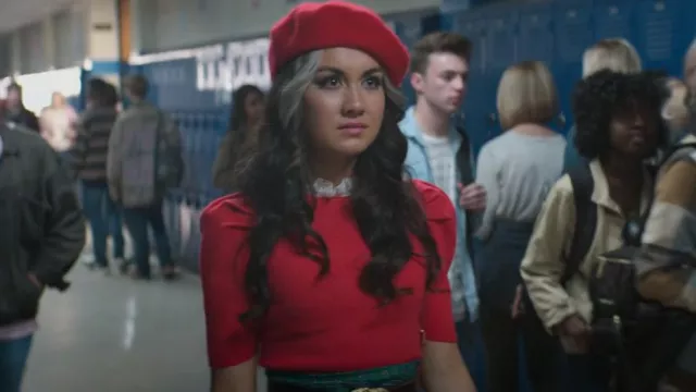 Sandro Sphynx Short Sleeve Sweater worn by Cindy Burman (Meg DeLacy) as seen in DC's Stargirl (S01E04)