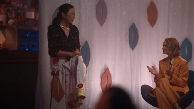 Meryll Rogge Lip Print Draped Jersey Skirt worn by Margaret Cho (Margaret Cho) as seen in The L Word: Generation Q (S03E03)