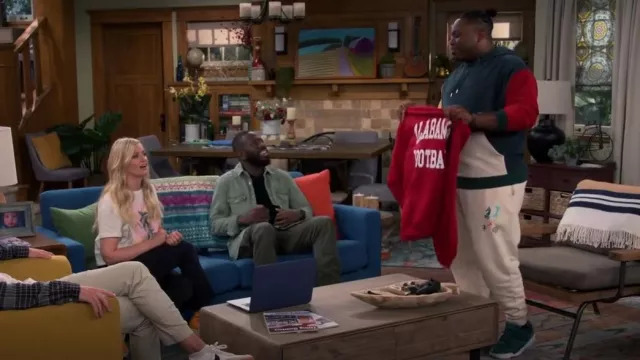 Asos Dayso­cial Over­sized Sweat­pants With Board Game Graphic Prints worn by Marty Butler (Marcel Spears) as seen in The Neighborhood (S05E09)