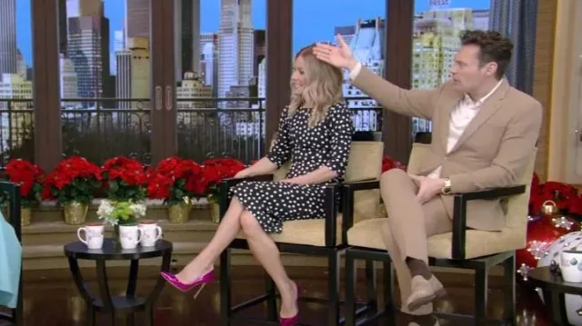 Dolce & Gabbana Polka Dot Cady Sheath Dress worn by Kelly Ripa as seen in LIVE with Kelly and Ryan on  December 7, 2022