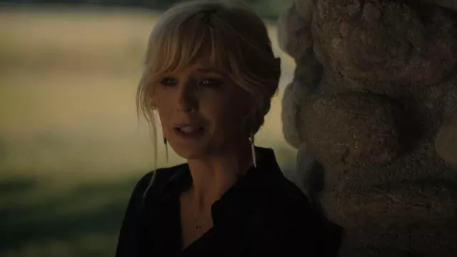 Vince Silk-Blend Slim-Fit Blouse worn by Beth Dutton (Kelly Reilly) as seen in Yellowstone (S05E03)