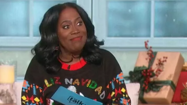 Holiday Time Christmas Sweater worn by Sheryl Underwood as seen in The Talk on December 8, 2022