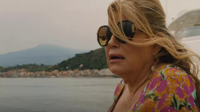 Versace 4413 Sunglasses worn by Tanya McQuoid-Hunt (Jennifer Coolidge) as seen in The White Lotus (S02E07)