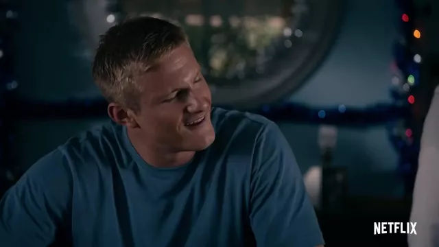 Blue T-Shirt worn by Andrew (Alexander Ludwig) in Operation Christmas Drop movie outfits