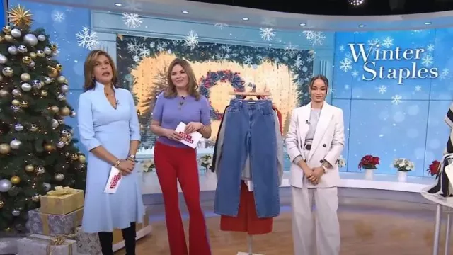 Victor Glemaud Flared Colorblocked Wool Pants worn by Jenna Bush Hager as seen in Today with Hoda & Jenna on  December 14, 2022