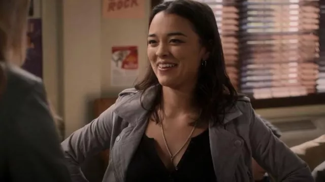 Blank NYC Cloud Grey Moto Jacket worn by Alicia (Midori Francis) as seen in The Sex Lives of College Girls (S02E08)
