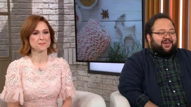 Needle & Thread Carmen Dress worn by Ellie Kemper as seen in CBS Mornings on December 15, 2022