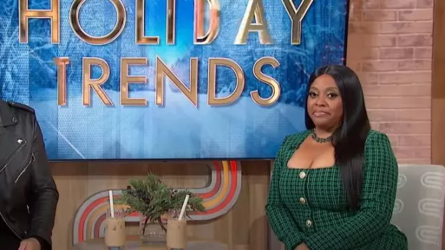 Rebecca Vallance Becca Checked Cotton-blend tweed Mini Dress worn by Sherri Shepherd as seen in Sherri on December 14, 2022